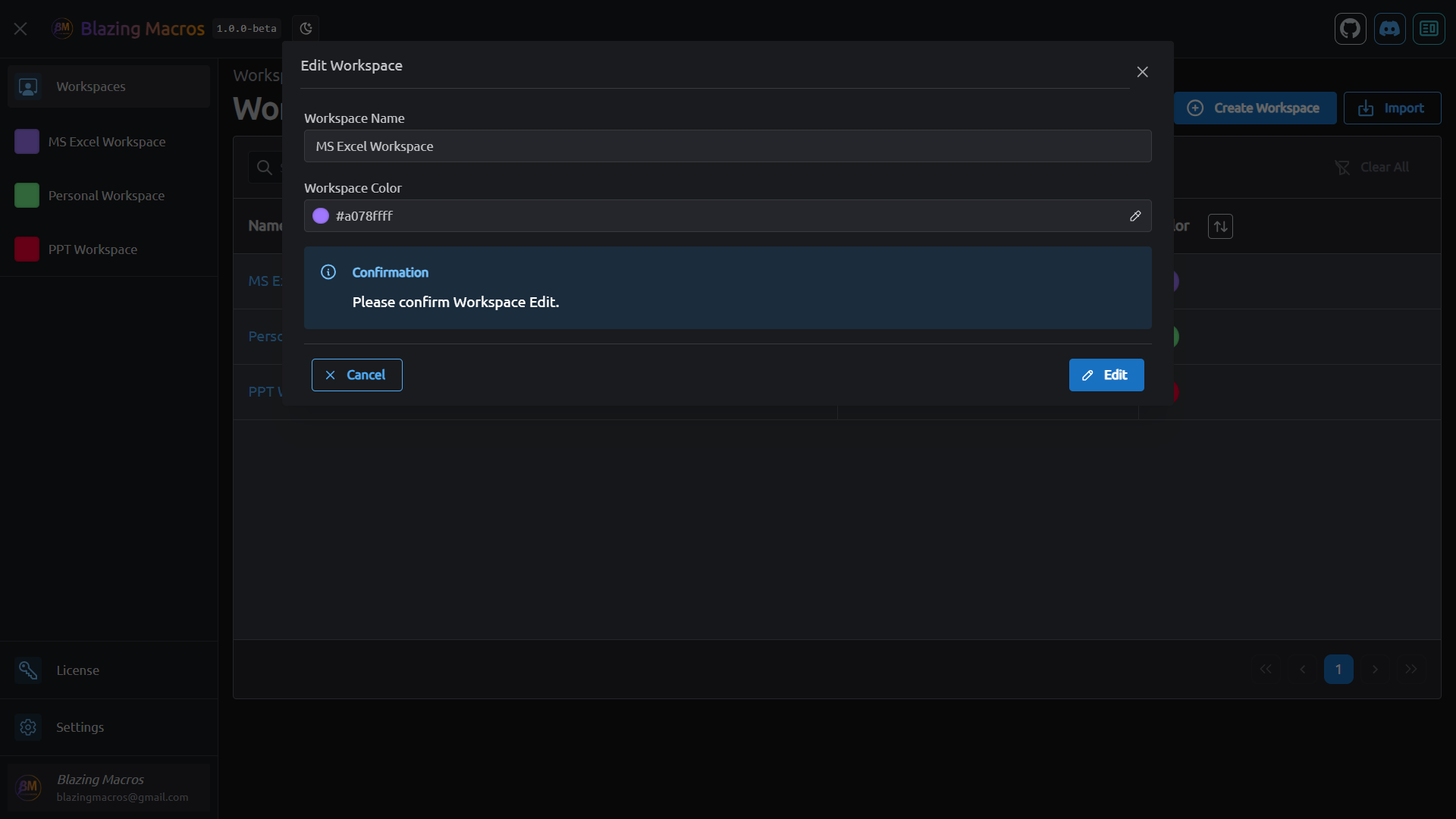 Edit Workspace Image