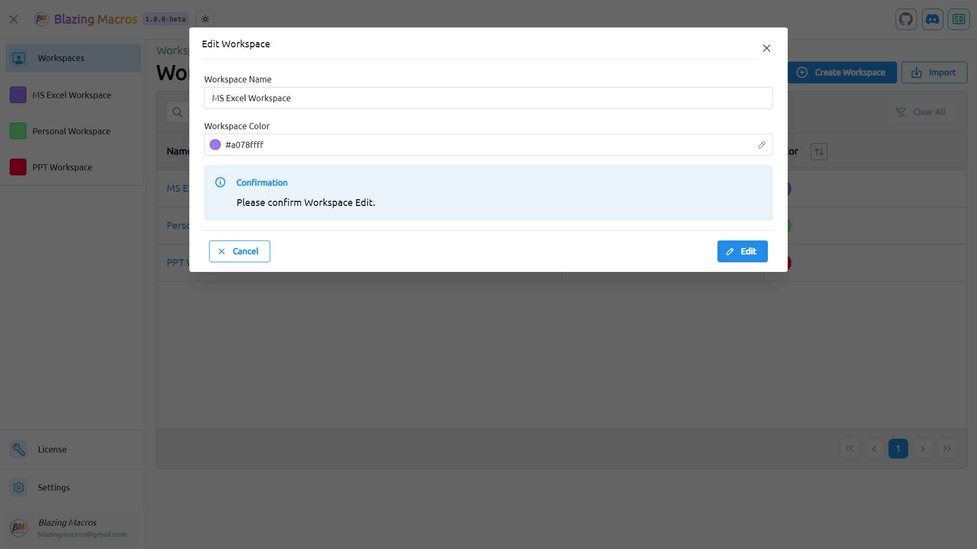 Edit Workspace Image