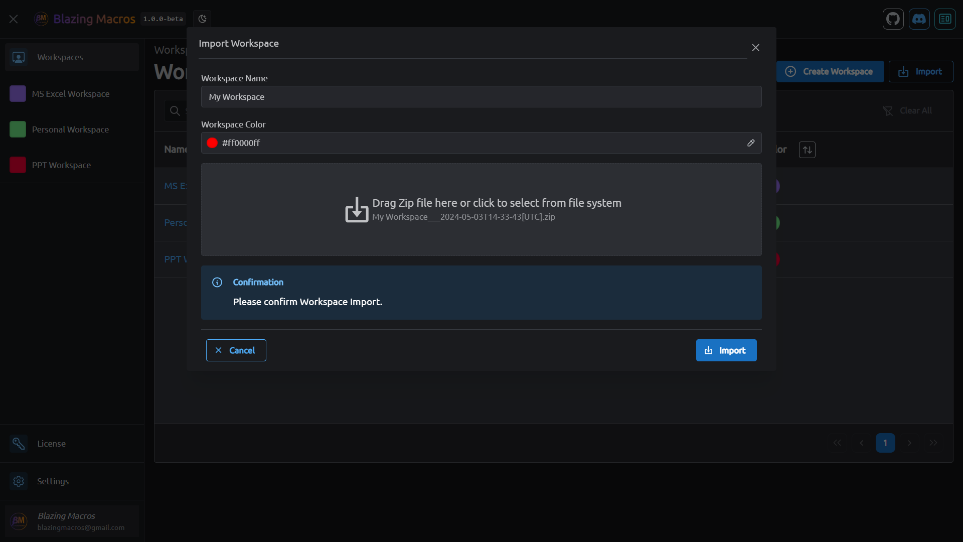 Import Workspace Image