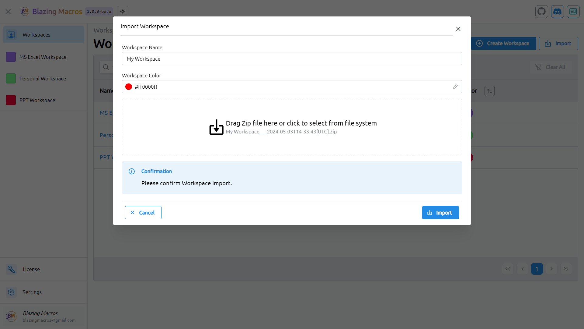 Import Workspace Image